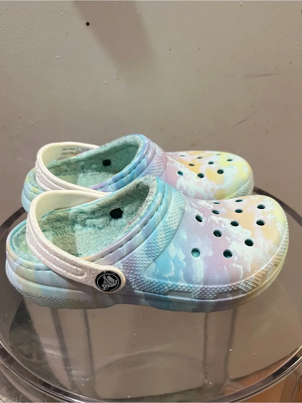 CROCS Kids Pastel Tie-Dye Clogs with White Strap